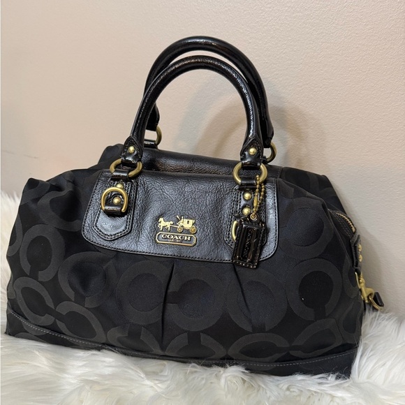 Coach Handbags - Vintage Coach Black Satchel with Gold Accents#12943